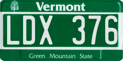VT license plate LDX376