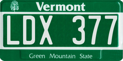 VT license plate LDX377