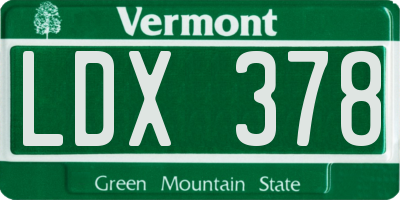 VT license plate LDX378