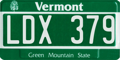 VT license plate LDX379
