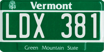VT license plate LDX381
