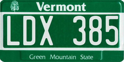 VT license plate LDX385