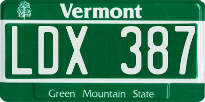 VT license plate LDX387