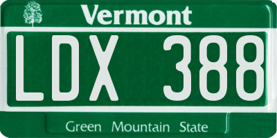 VT license plate LDX388