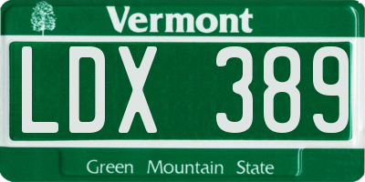 VT license plate LDX389