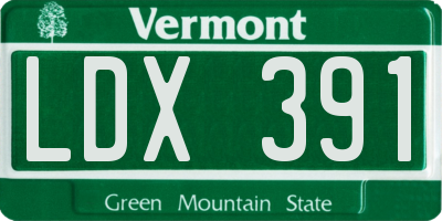 VT license plate LDX391