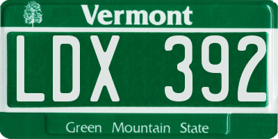VT license plate LDX392