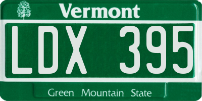 VT license plate LDX395