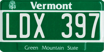 VT license plate LDX397