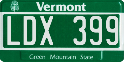 VT license plate LDX399