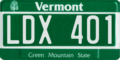 VT license plate LDX401