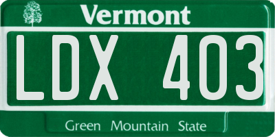 VT license plate LDX403