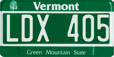 VT license plate LDX405