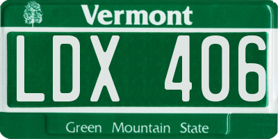VT license plate LDX406