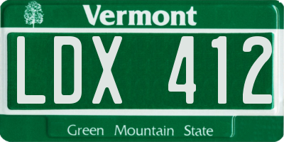 VT license plate LDX412