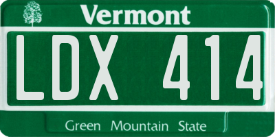 VT license plate LDX414