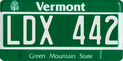 VT license plate LDX442