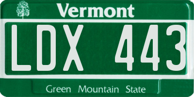 VT license plate LDX443