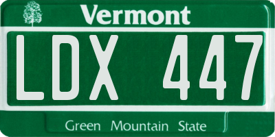 VT license plate LDX447