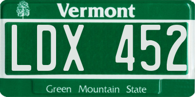 VT license plate LDX452