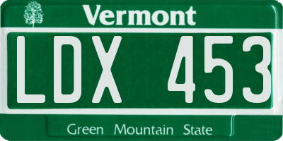 VT license plate LDX453