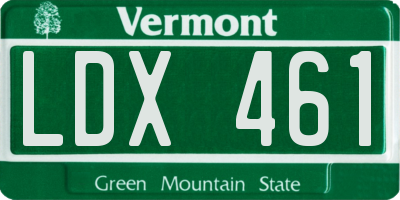 VT license plate LDX461