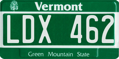VT license plate LDX462