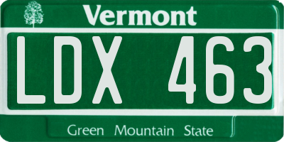 VT license plate LDX463