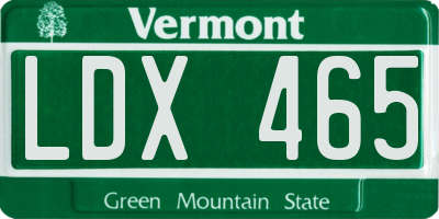VT license plate LDX465