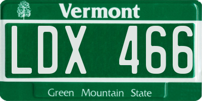 VT license plate LDX466
