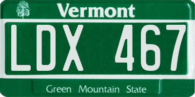 VT license plate LDX467