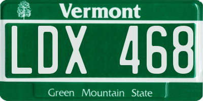 VT license plate LDX468