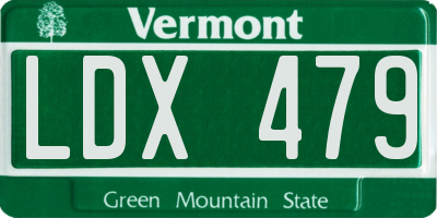 VT license plate LDX479