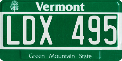 VT license plate LDX495