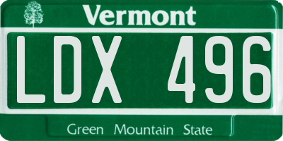 VT license plate LDX496
