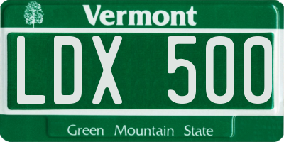 VT license plate LDX500