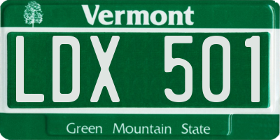VT license plate LDX501