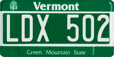 VT license plate LDX502
