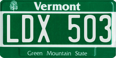 VT license plate LDX503