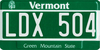 VT license plate LDX504