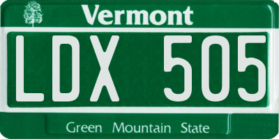 VT license plate LDX505
