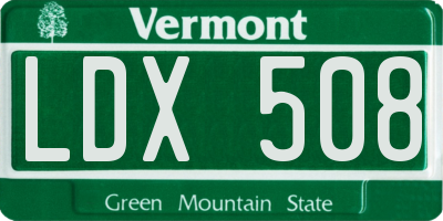 VT license plate LDX508