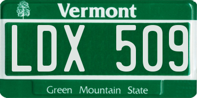 VT license plate LDX509