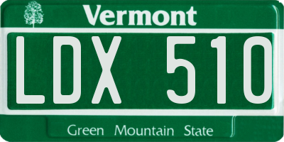 VT license plate LDX510
