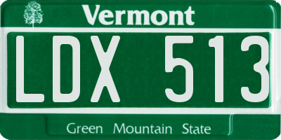VT license plate LDX513