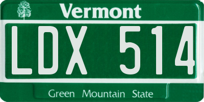 VT license plate LDX514