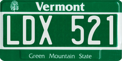 VT license plate LDX521