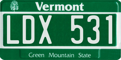 VT license plate LDX531