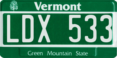 VT license plate LDX533