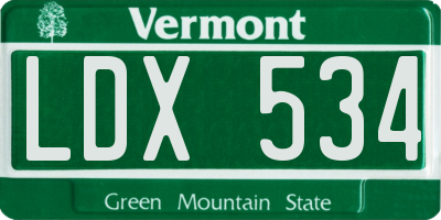 VT license plate LDX534
